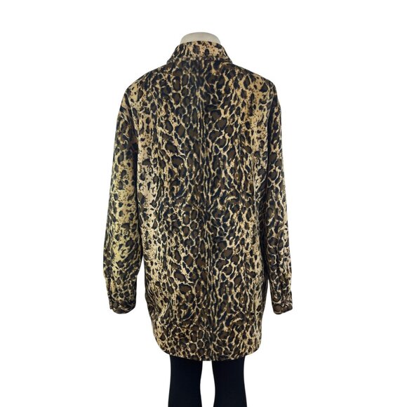 Dennis Basso Womens Leopard Animal Print Button-Up Jacket Sz L - Picture 3 of 9